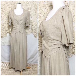 VNTG | tan midi dress vest